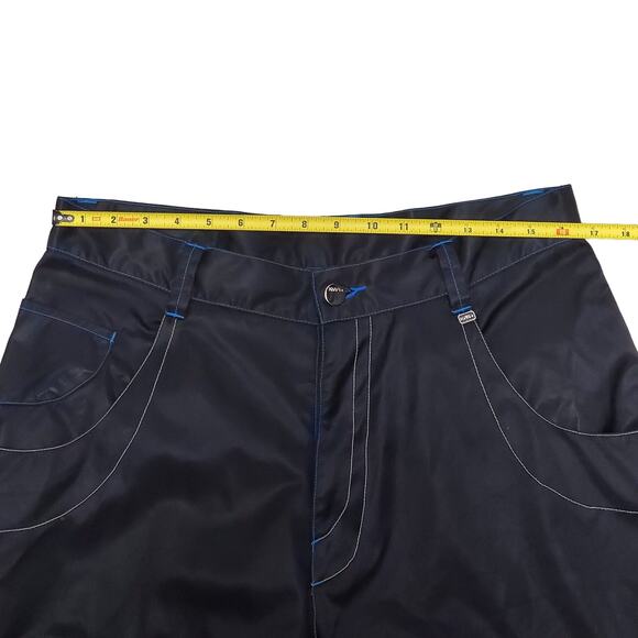 Vtg Kik Wear Baggy Wide Leg Black 90s Raver Skate Cargo Pants PunkCore Nylon Y2K - Picture 10 of 16